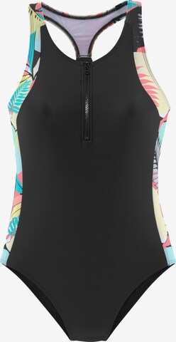 LASCANA ACTIVE Bustier Sportbadpak in Zwart: voorkant