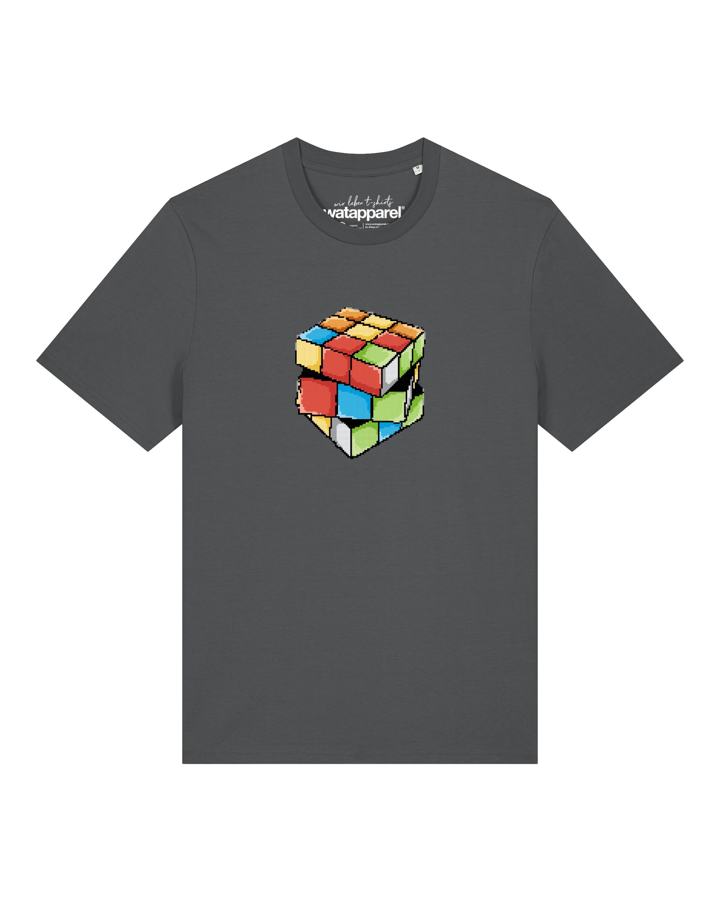 Maglietta 'Pixel Zauberwürfel' di Watapparel in grigio: frontale