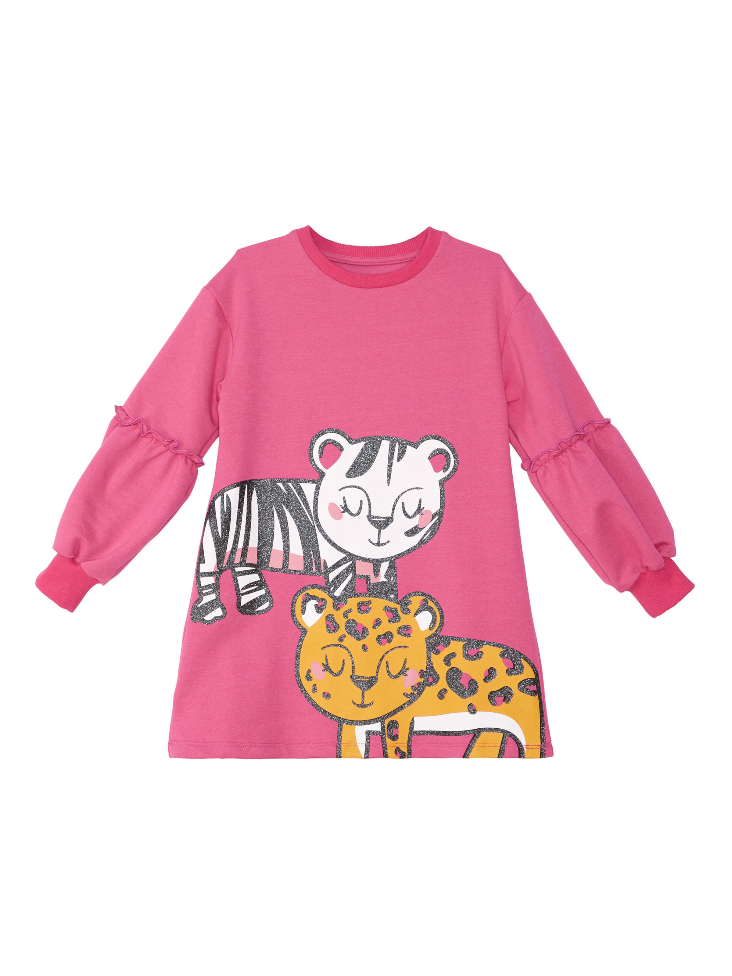 Robe 'Leopard Zebra' Denokids en rose : devant