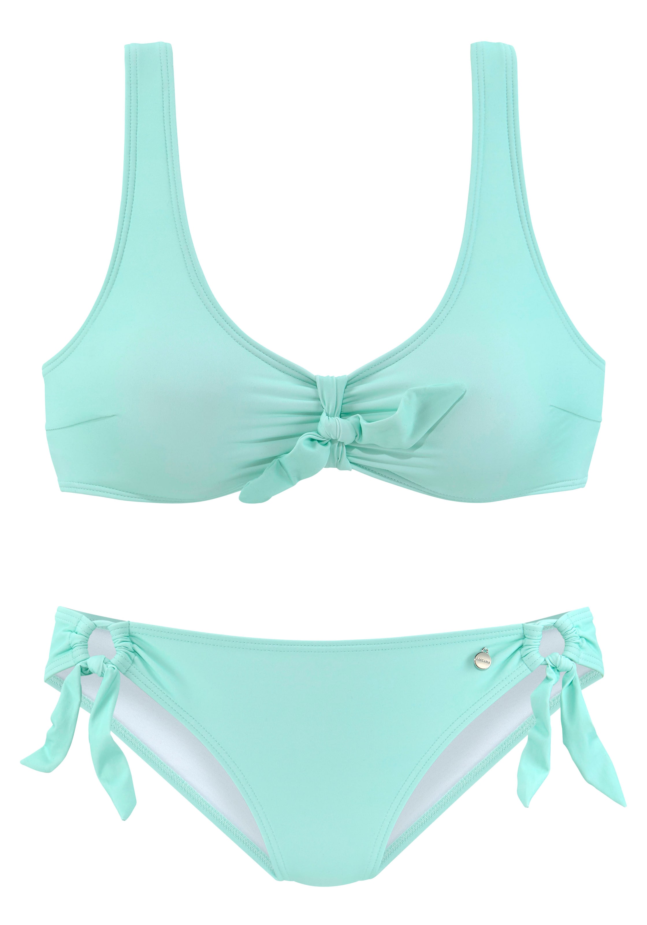 Sutien de tricou Costum de baie două piese de la LASCANA pe verde: față