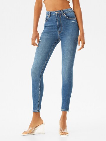 Bershka Skinny Jeans in Blue: front