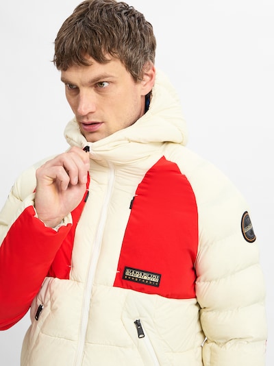 NAPAPIJRI Talvitakki 'Moesa' värissä beige / punainen / musta, Tuotenäkymä