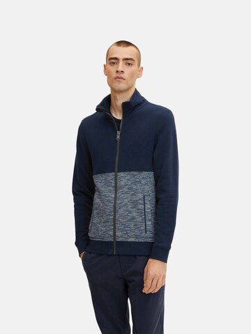 TOM TAILOR Zip-Up Hoodie in Blue: front