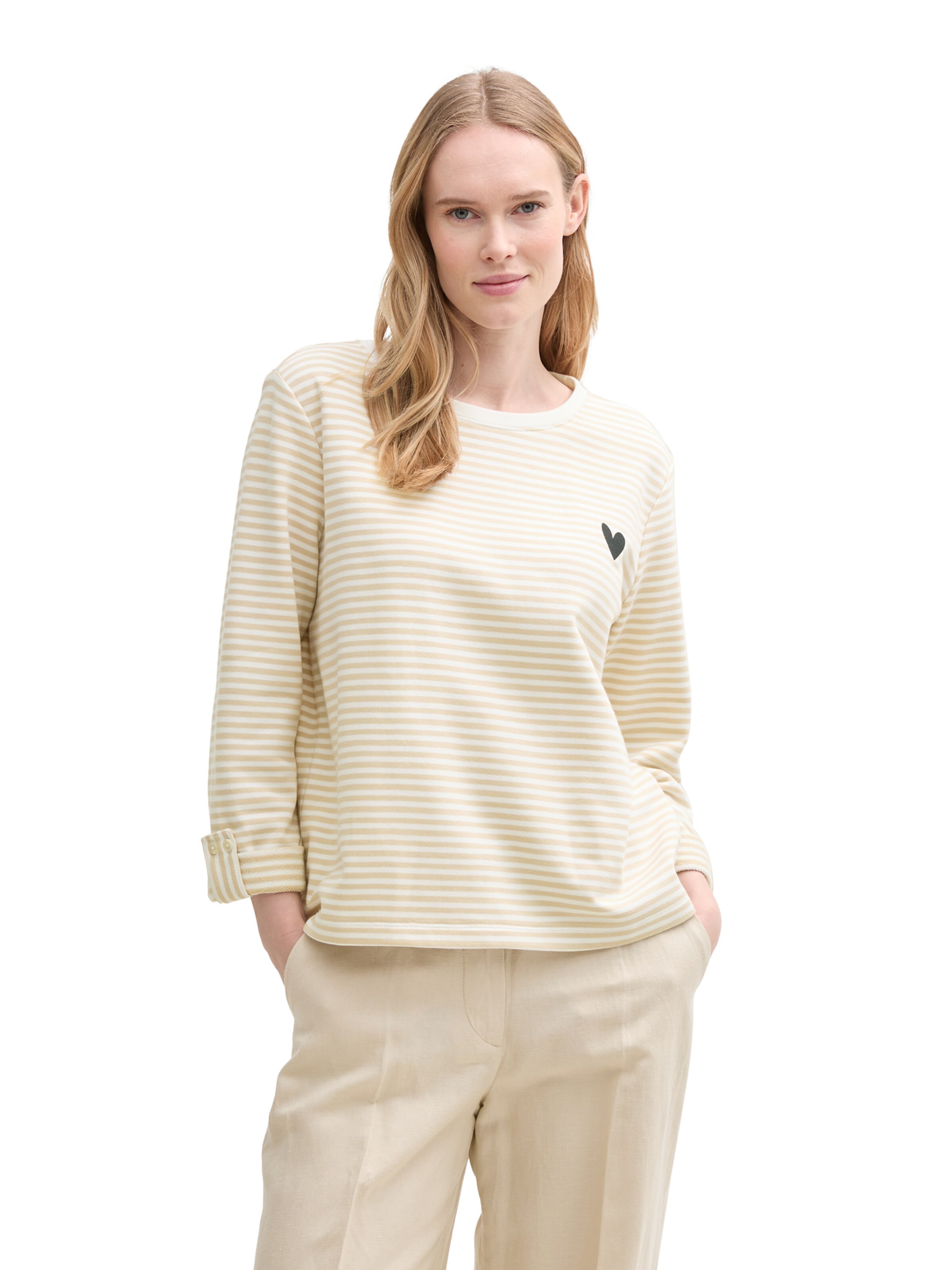 TOM TAILOR Μπλούζα φούτερ σε μπεζ: μπροστά