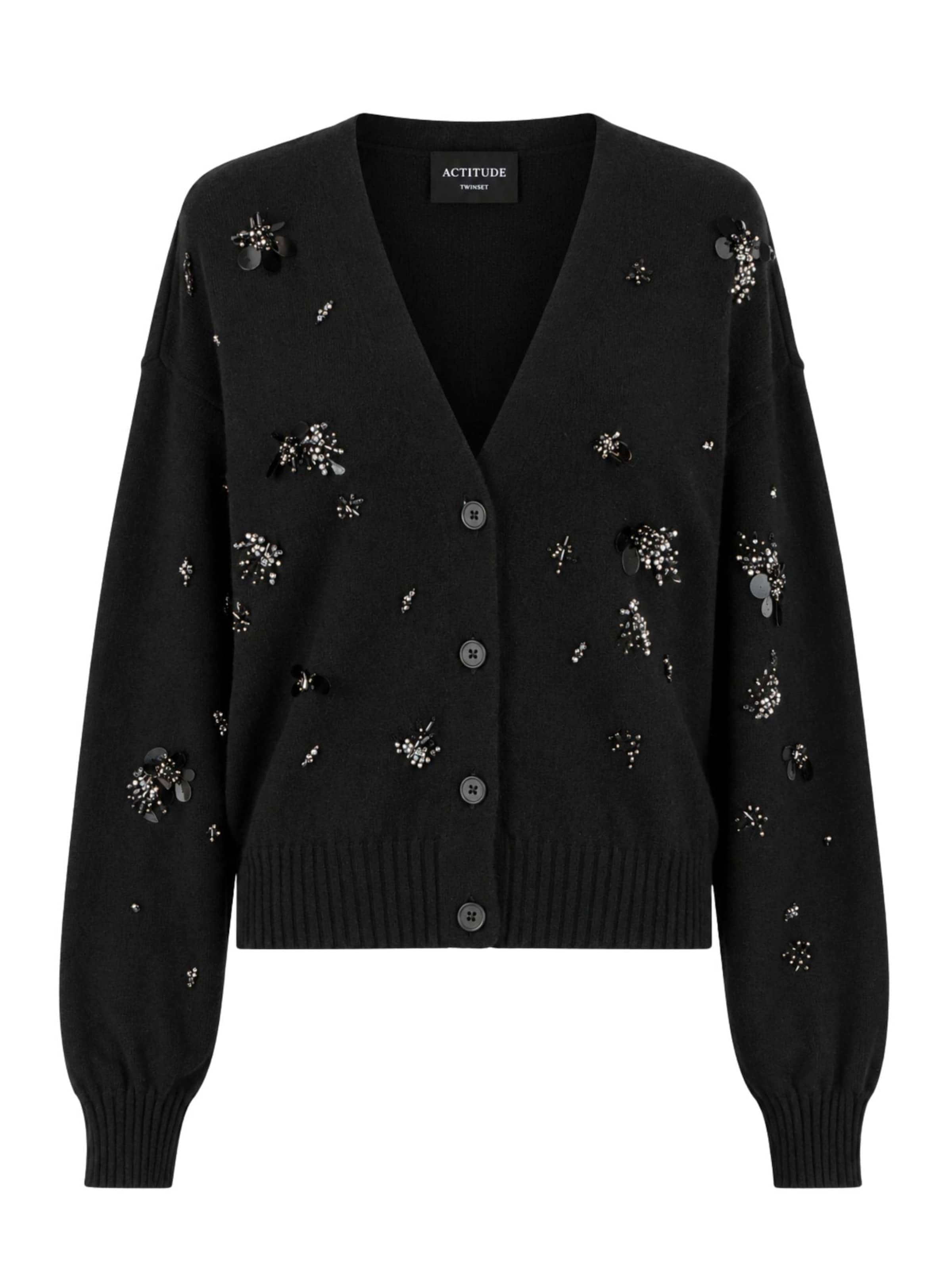 Twinset Knit Cardigan 'ACTITUDE' in Black: front