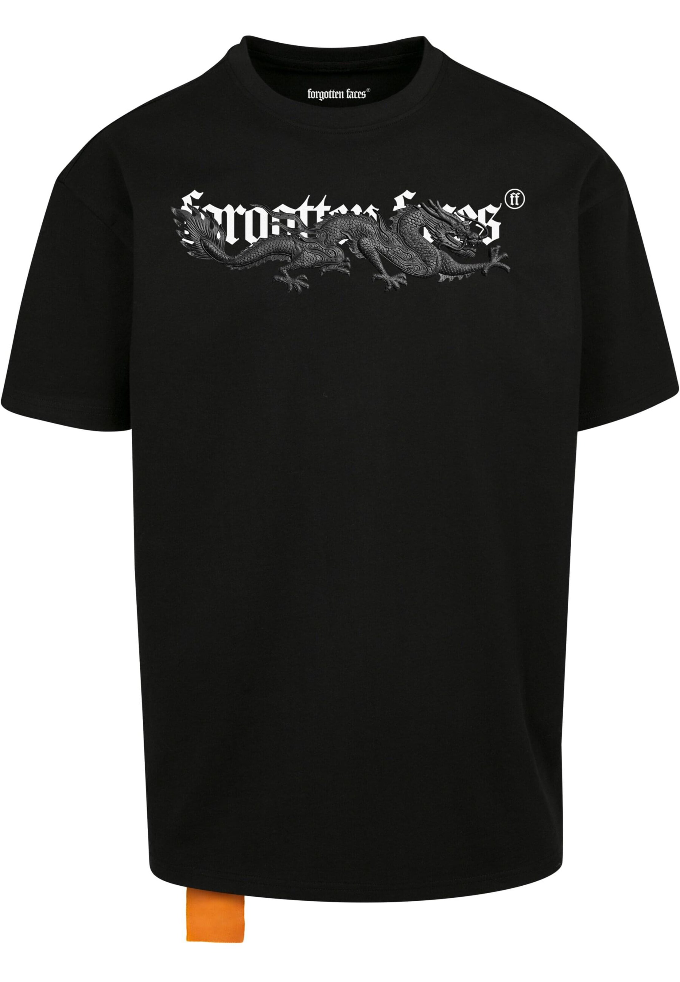 Forgotten Faces Shirt 'Dragon Tee' in Zwart: voorkant