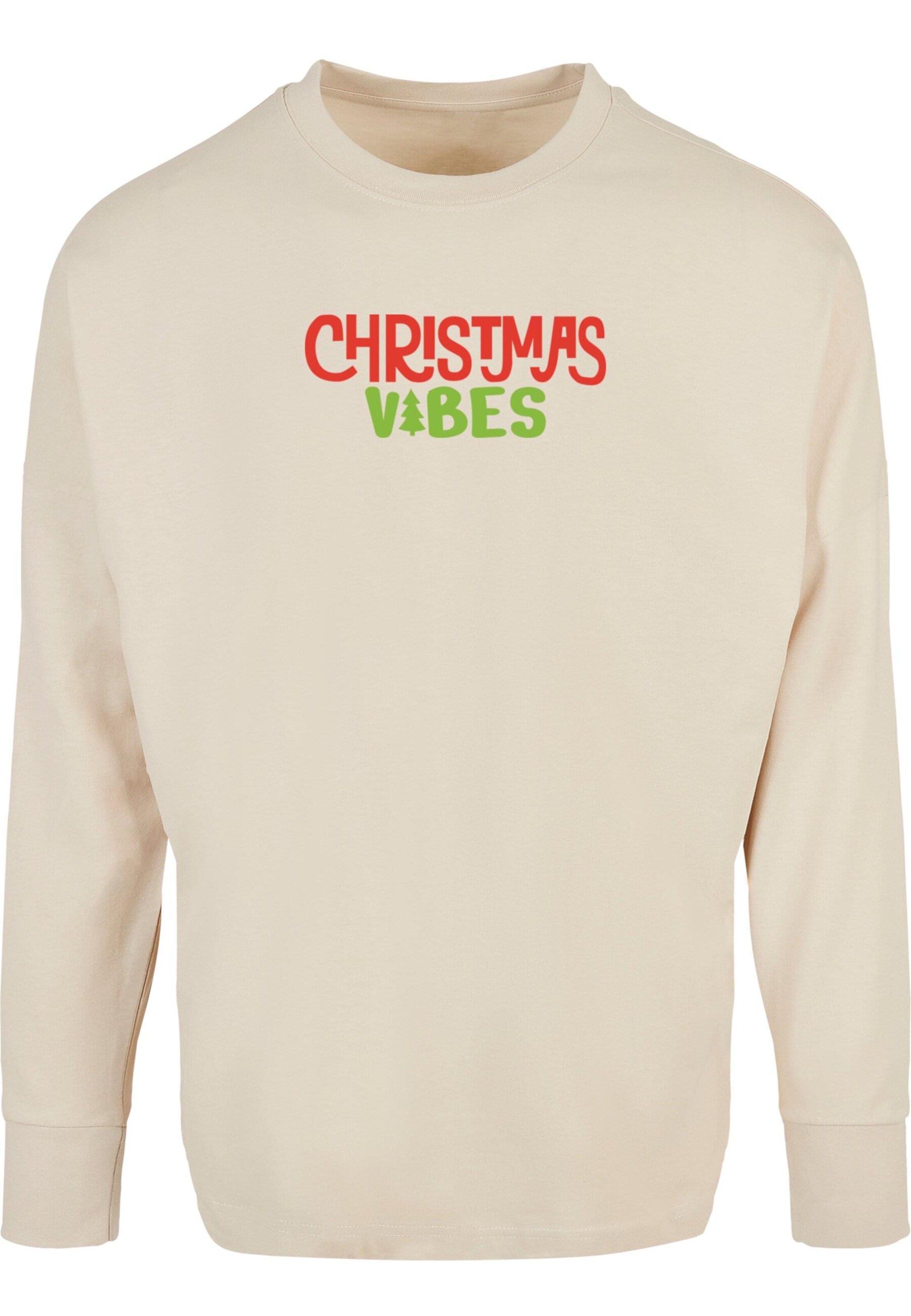 Merchcode Shirt 'Christmas Vibes' in Beige: Vorderseite