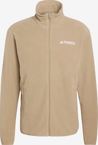 ADIDAS TERREX Athletic fleece jacket in Beige: front