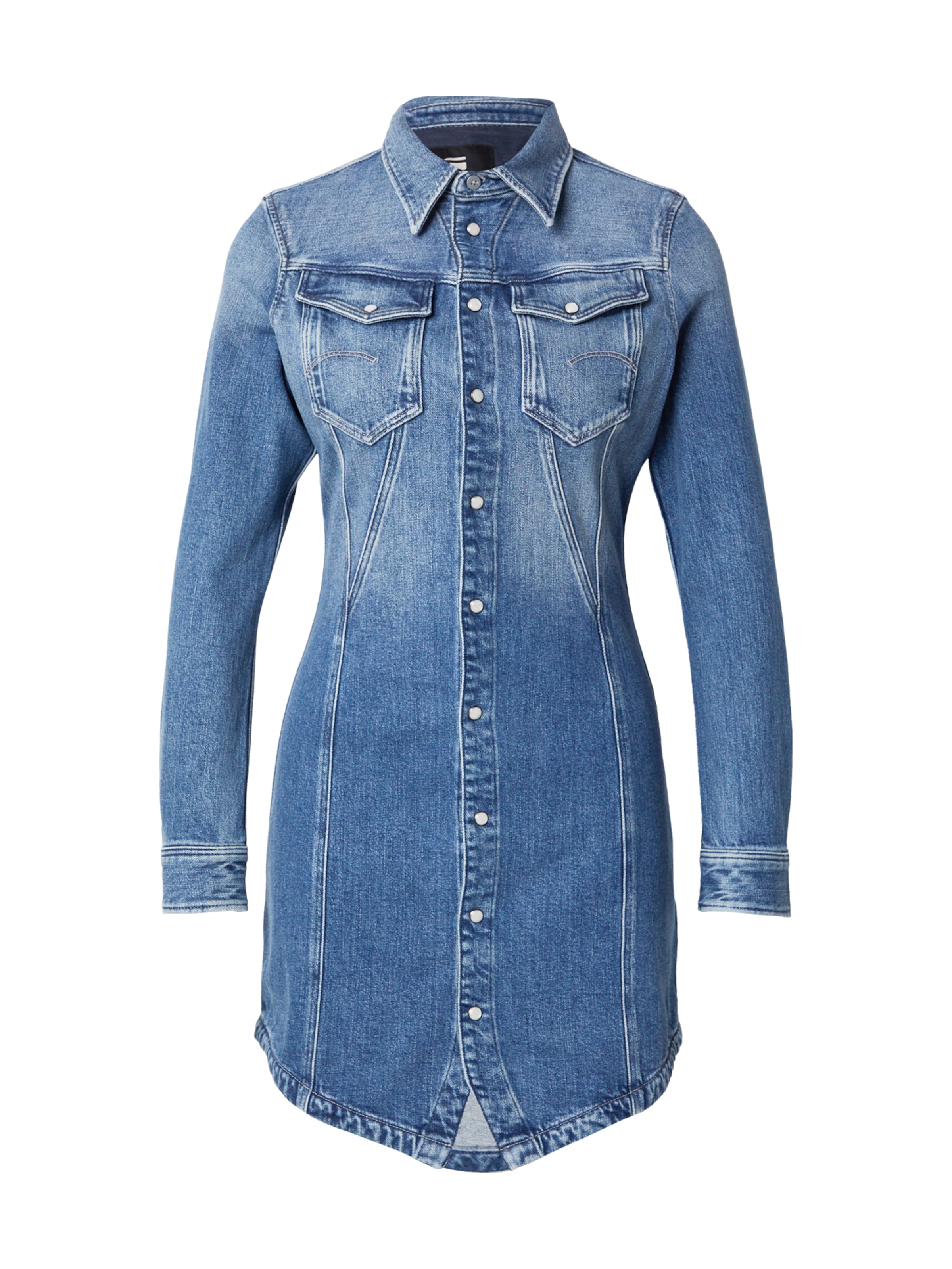 G-STAR Рокля тип риза в синьо: отпред