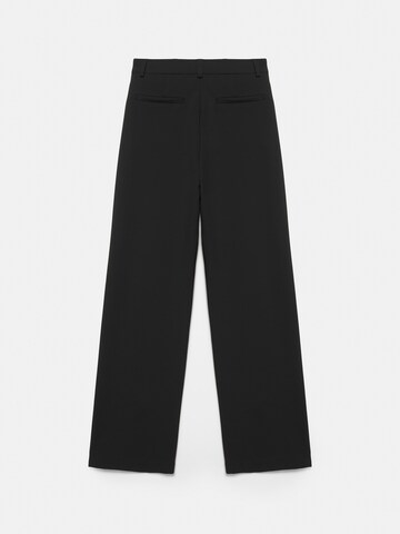 Pull&Bear Široke hlačnice Hlače | črna barva