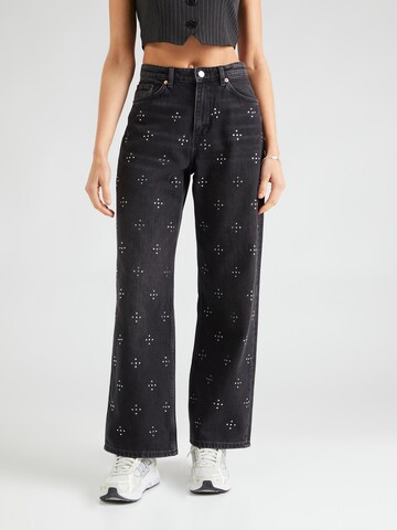 Monki Wide leg Jeans in Zwart: voorkant