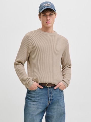 smėlio JACK & JONES Megztinis 'JJEDOVER': priekis