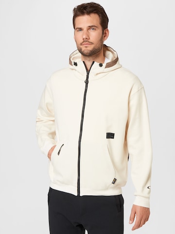 OAKLEY Athletic Zip-Up Hoodie in Beige: front