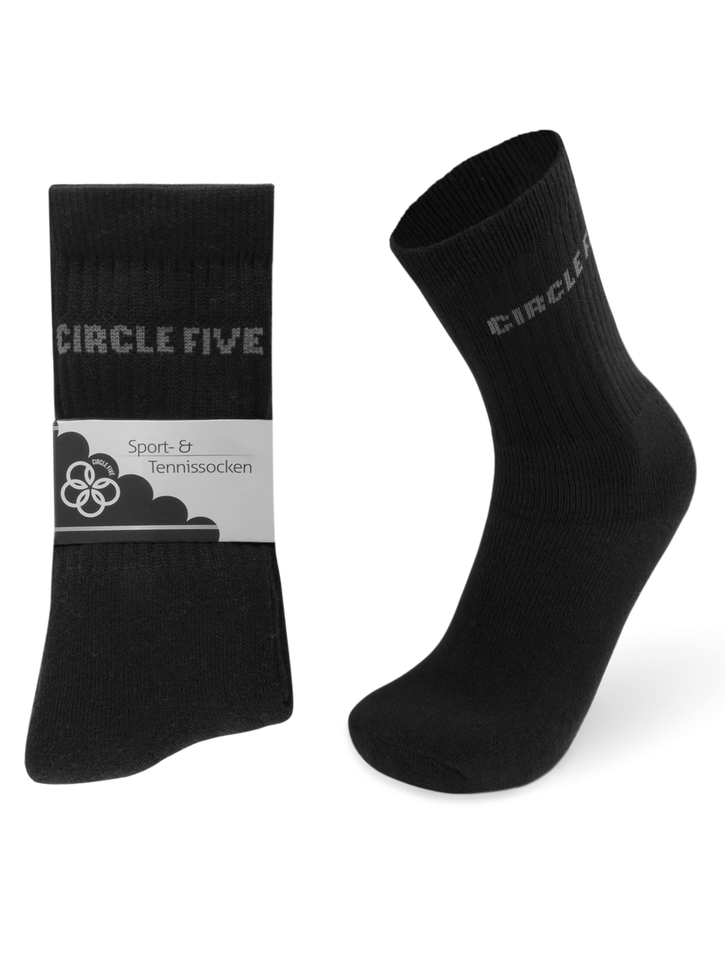 Circle Five Athletic Socks in Black