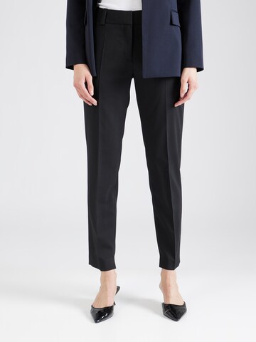 HUGO Regular Trousers with creases 'Hetana' in Black: front