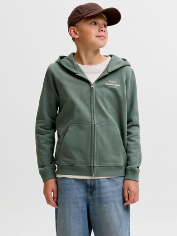 Jack & Jones Junior Кофта на молнии 'JORNORREBRO TYPO' в Зеленый: спереди