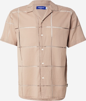 JACK & JONES Button Up Shirt 'JORSUMMER LUKE' in Brown: front