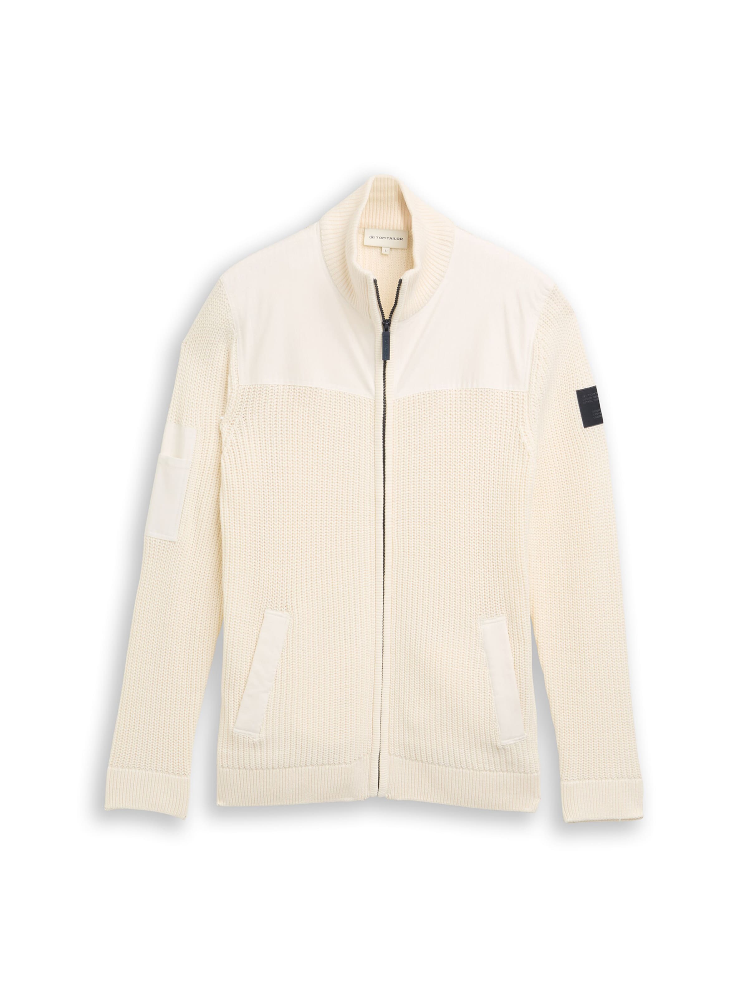 TOM TAILOR Плетена жилетка в бяло: отпред