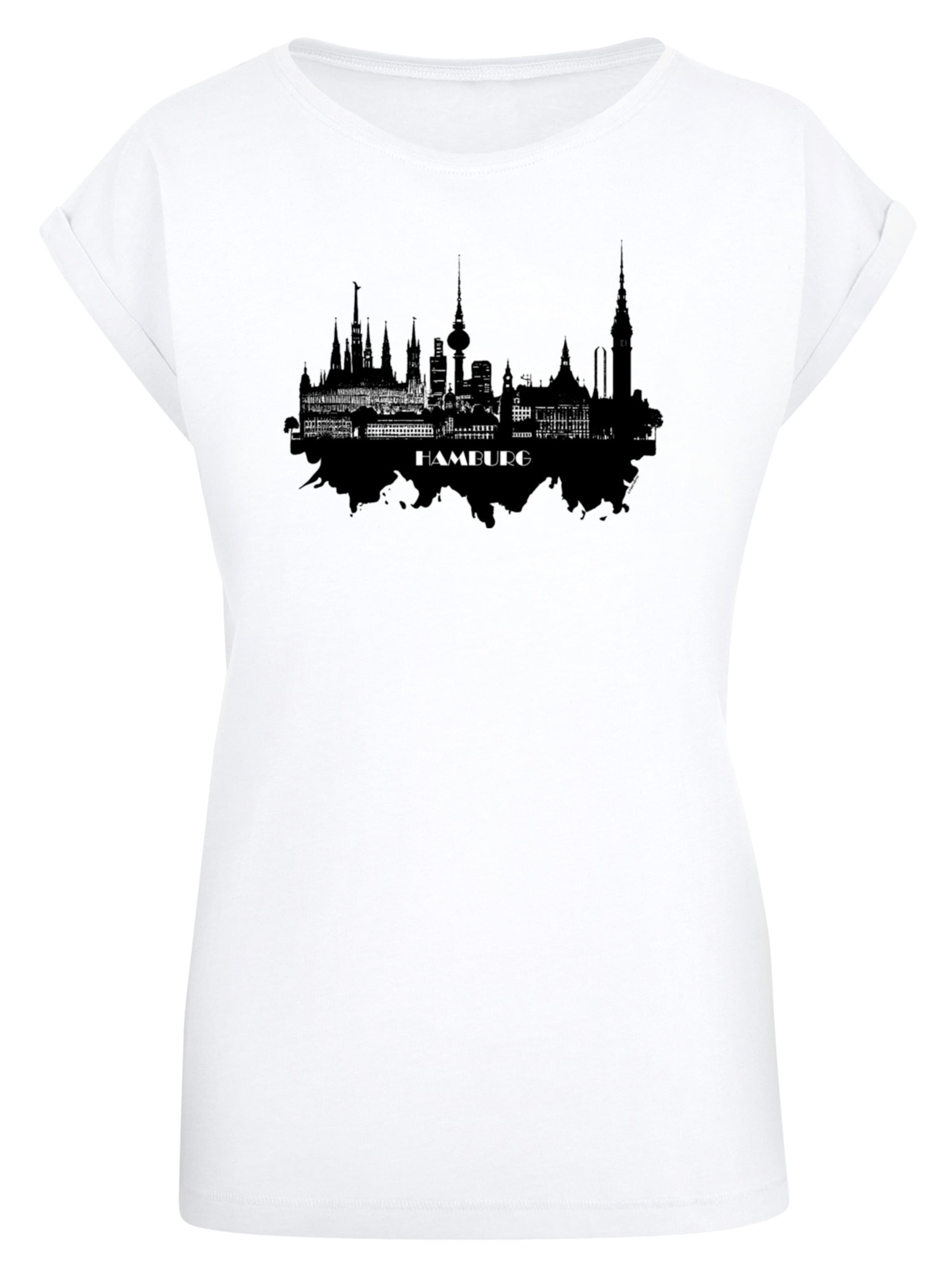 F4NT4STIC Shirt 'Cities Collection - Hamburg skyline' in Wit: voorkant