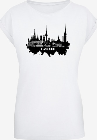 F4NT4STIC Shirt 'Cities Collection - Hamburg skyline' in Wit: voorkant