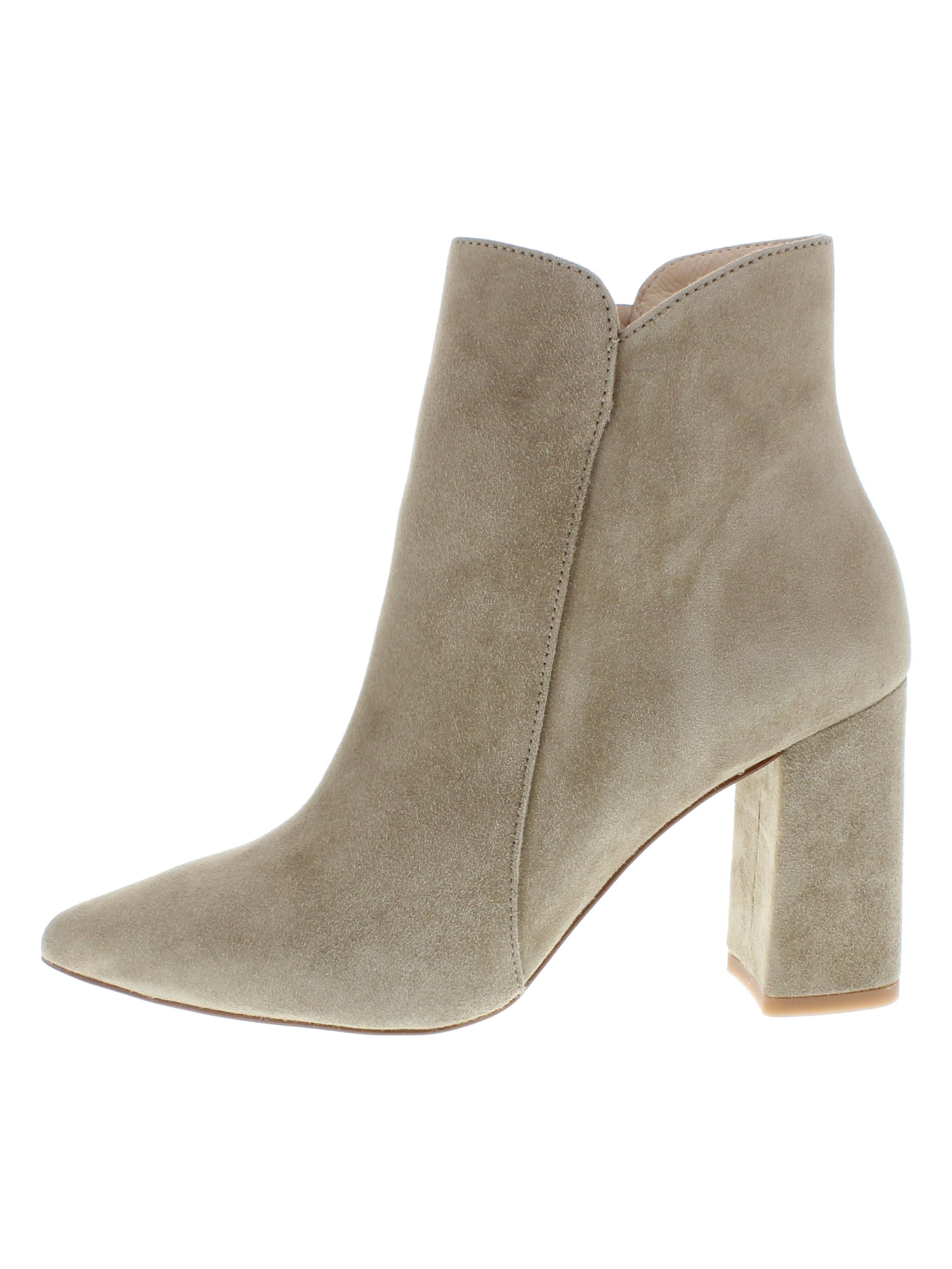 XAVER LUIS Schuhmanufaktur Ankle Boots 'VERO - Spitze Stiefelette mit Blockabsatz'‌‌‌‌‌‌ in Beige: Vorderseite