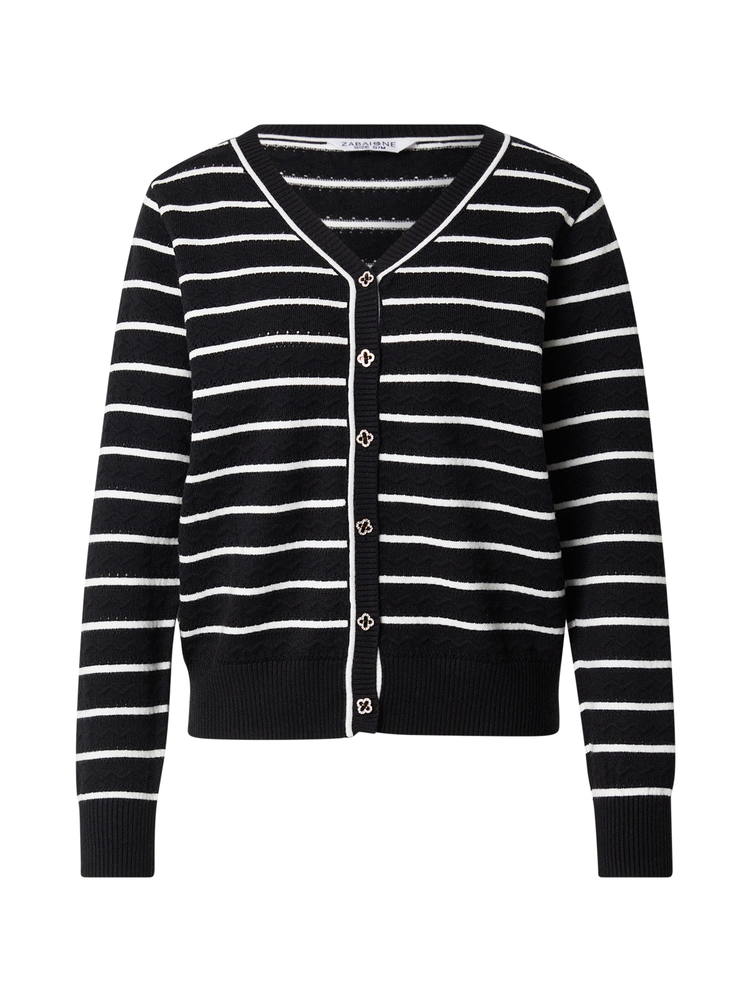 ZABAIONE Πλεκτή ζακέτα 'Joelina' σε μαύρο / λευκό, Άποψη προϊόντος