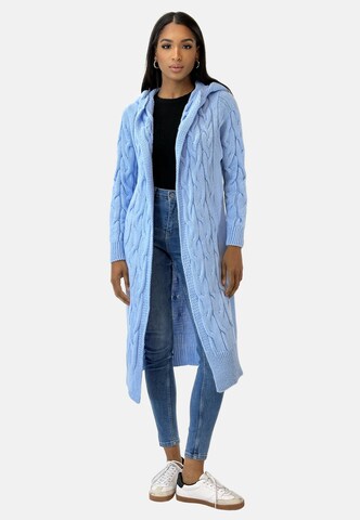Cappotto in maglia di Elara in blu: frontale