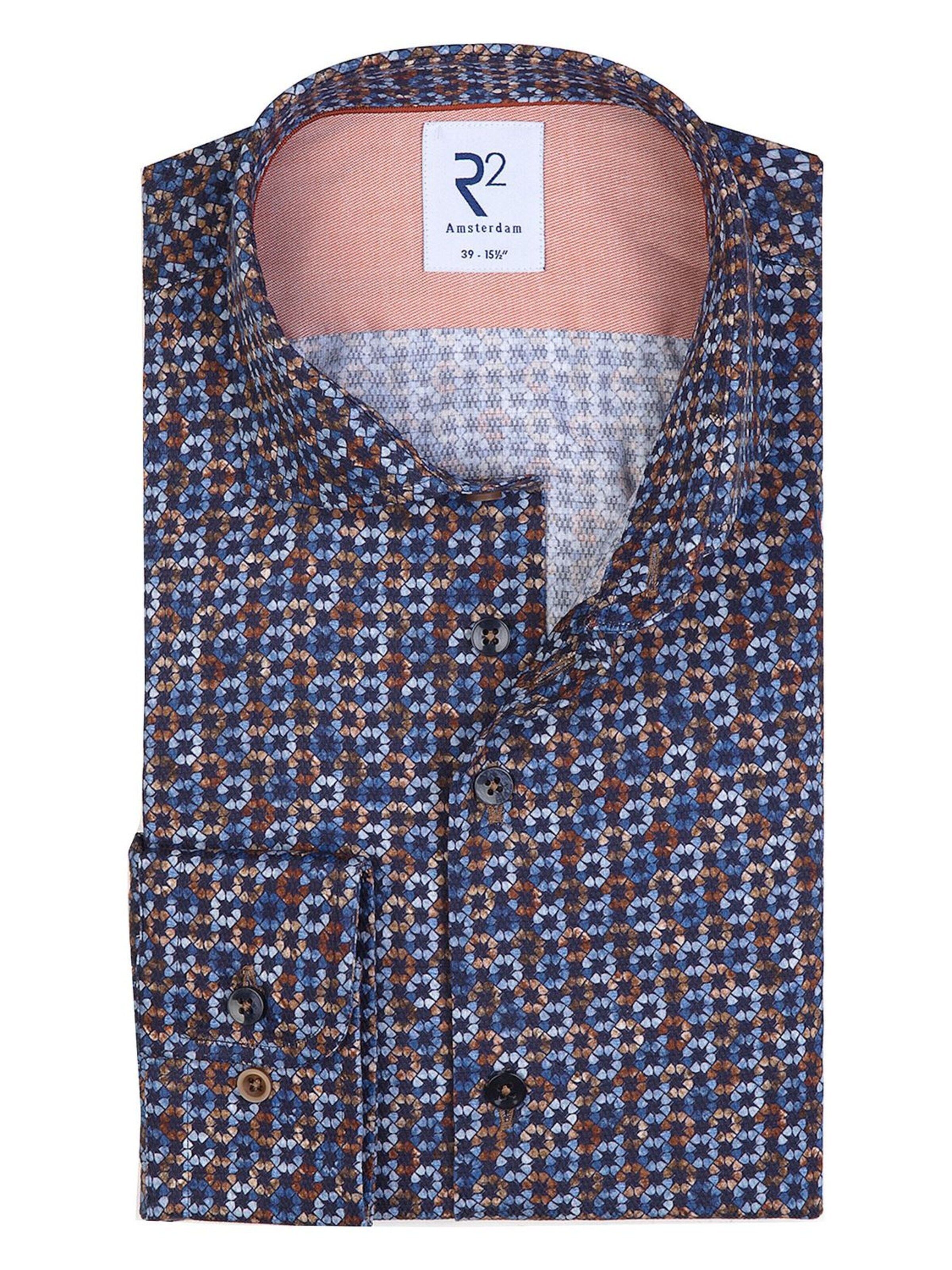 R2 Amsterdam Regular Fit Hemd‌‌‌ in Blau: Vorderseite