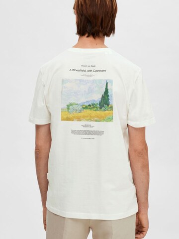 T-Shirt 'Boren' SELECTED HOMME en blanc