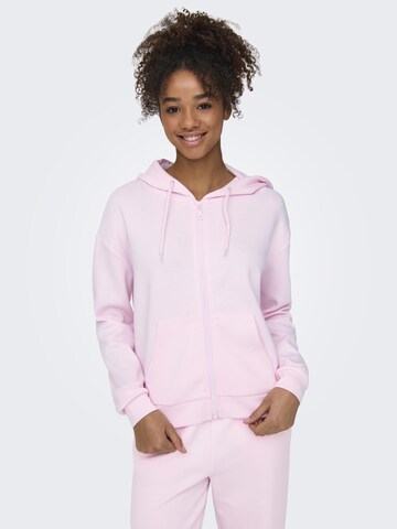 ONLY PLAY Athletic Zip-Up Hoodie 'LOUNGE' in Pink: front