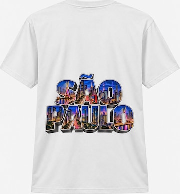 LUNØIR Studio Shirt 'São Paulo City Lights – Neon' in Weiß: Vorderseite