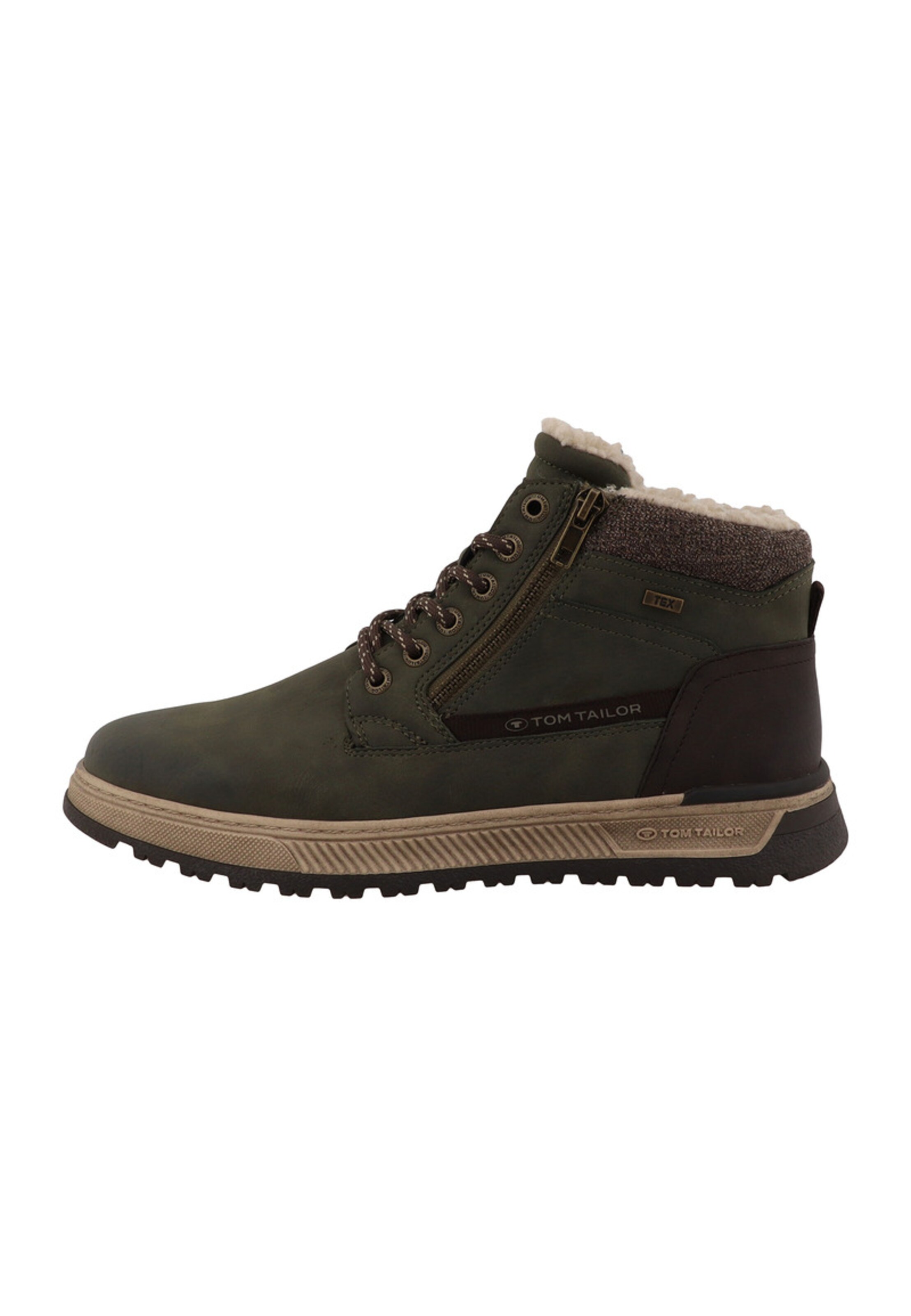 TOM TAILOR Lace-Up Boots in Green: front
