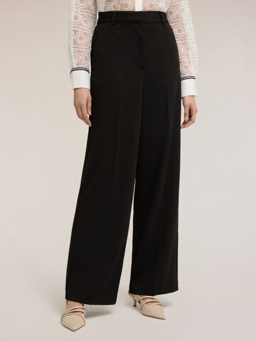 MOTIVI Wide leg Broek in Zwart: voorkant