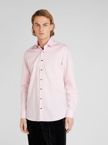 OLYMP Слим Деловая рубашка 'Level 5' в Ярко-розовый: спереди