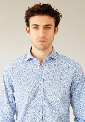 Black Label Shirt Regular fit Button Up Shirt 'MEXICO' in Blue: front