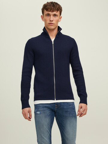 JACK & JONES Knit Cardigan in Blue: front