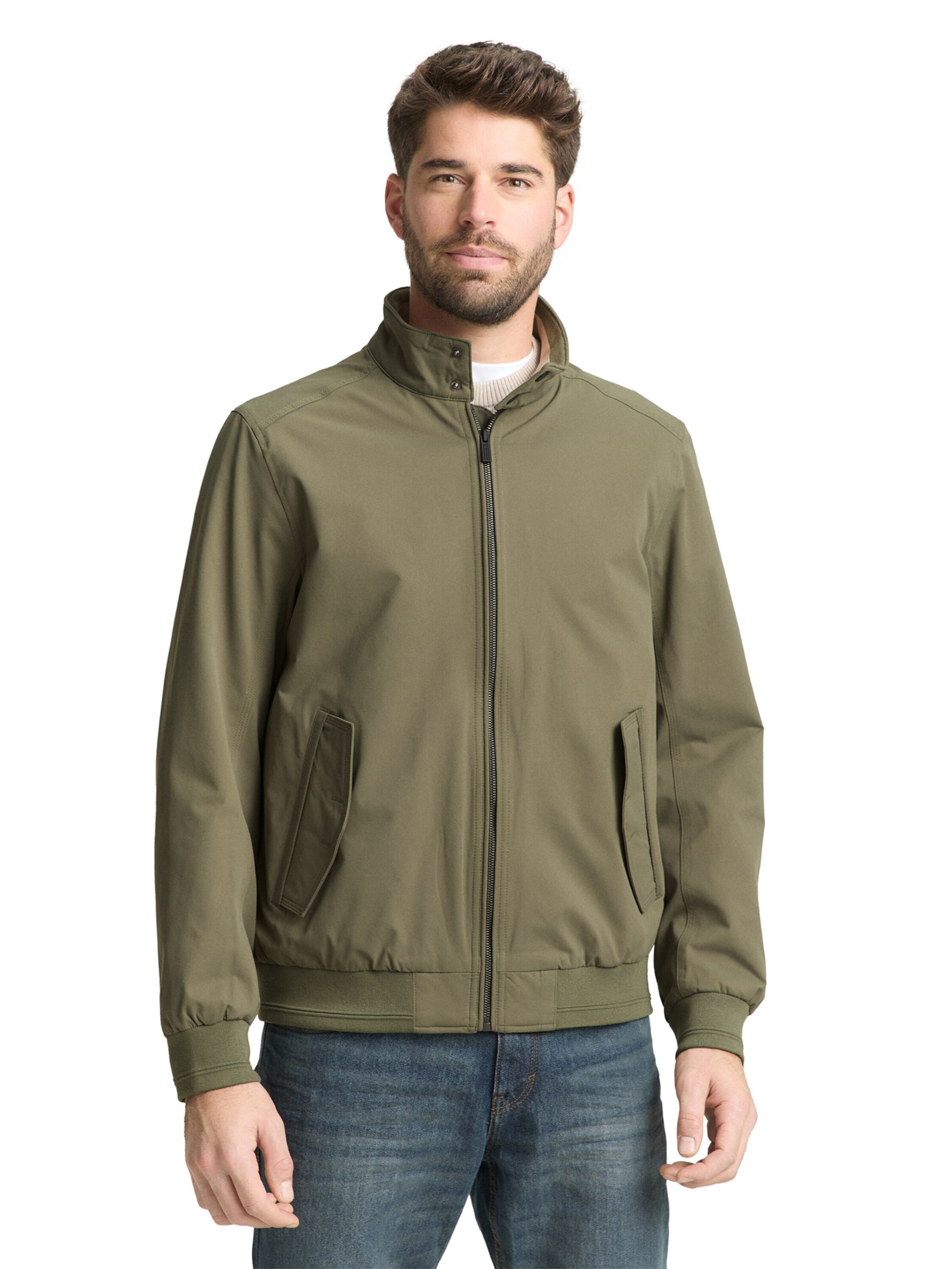 TOM TAILOR Between-Season Jacket 'Harrington' in Green: front