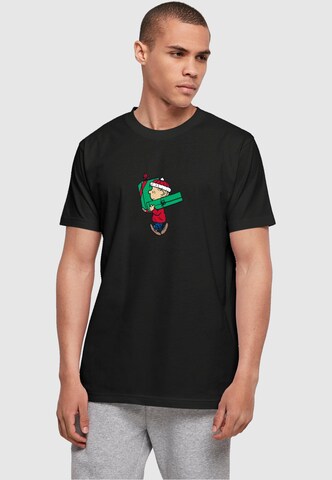 Merchcode Shirt 'Peanuts Charlies Presents' in Zwart: voorkant