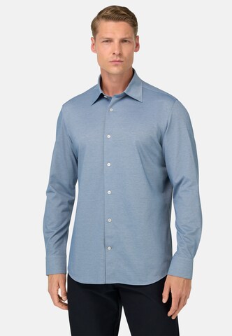 Coupe regular Chemise Boggi Milano en bleu : devant