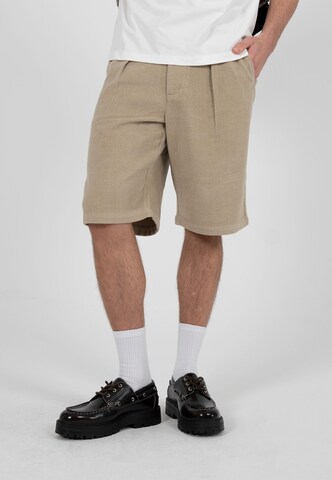 Prohibited Loosefit Bandplooibroek 'Podium' in Beige: voorkant