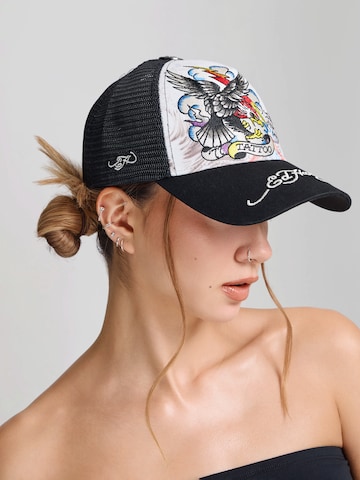 Casquette 'Tattoo Eagle' Ed Hardy en blanc : devant