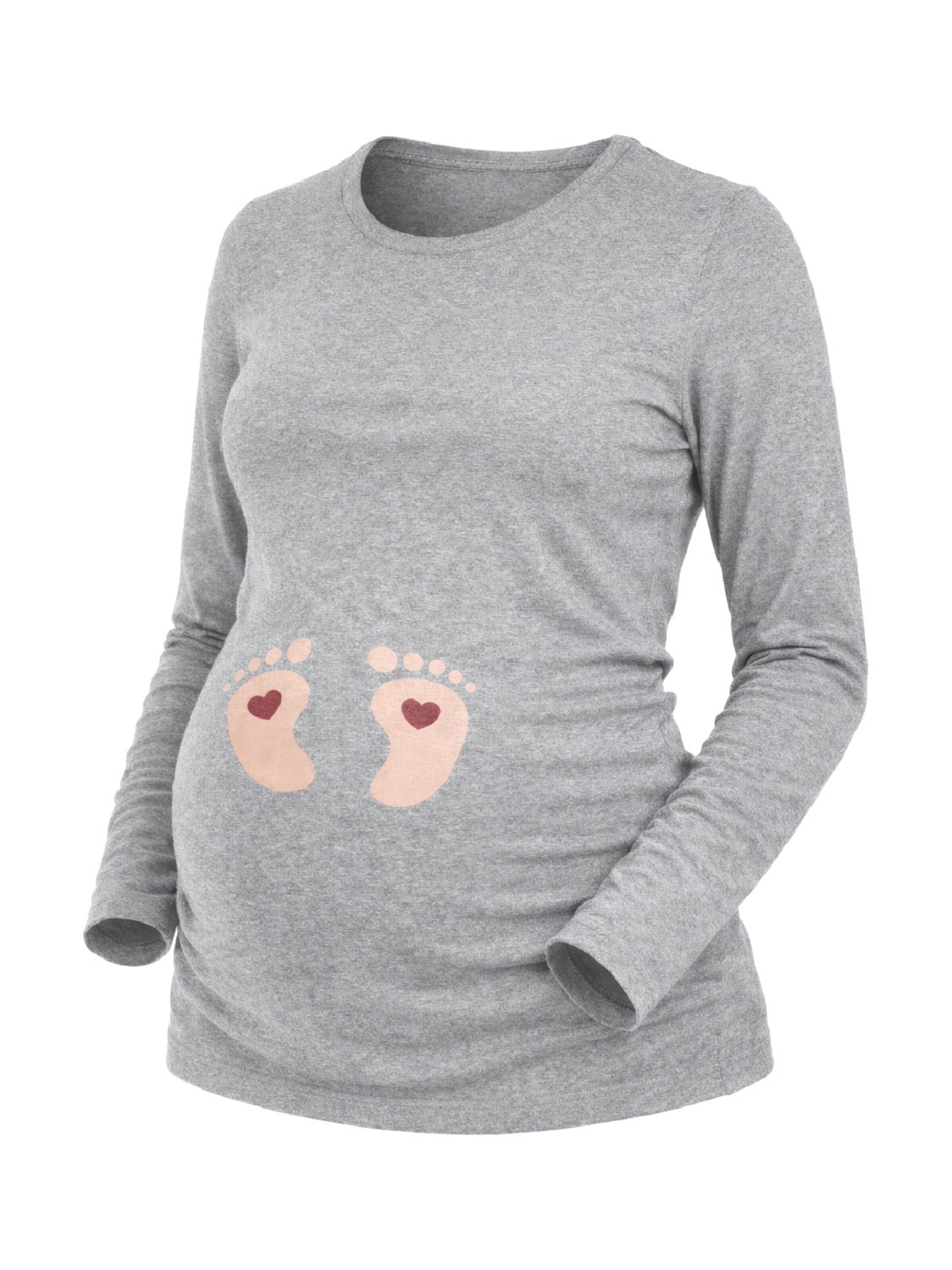 M.M.C. Shirt 'Baby Füße Umstandslangarmshirt' in Grey: front
