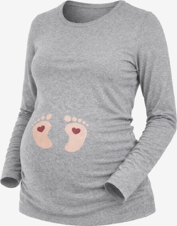 M.M.C. Shirt 'Baby Füße Umstandslangarmshirt' in Grey: front
