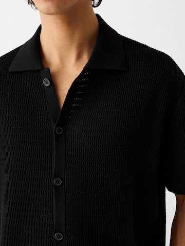 Bershka Regular fit Button Up Shirt in Black