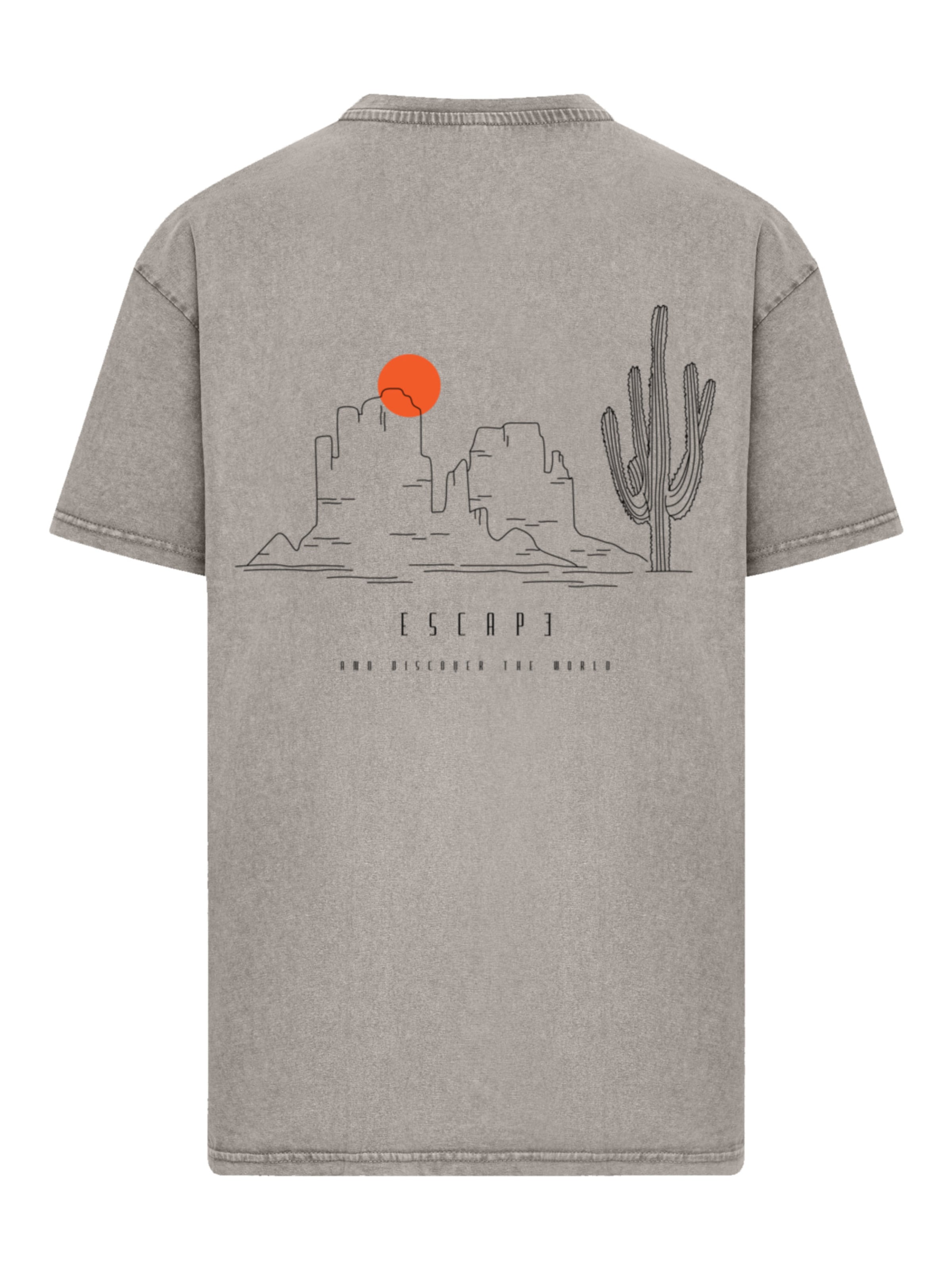 F4NT4STIC Shirt 'Escape Discover the World Savannah Minimalistic' in Grey