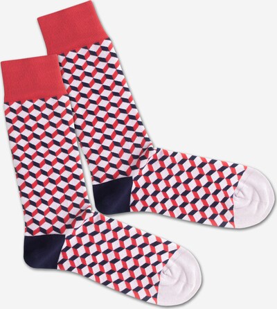 DillySocks Sockor 'Royal Dice' i mörkblå / röd / vit, Produktvy