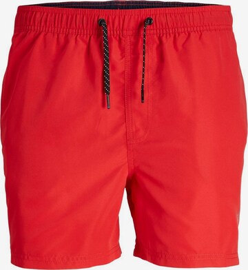 Jack & Jones Plus - Calções de banho em vermelho: frente