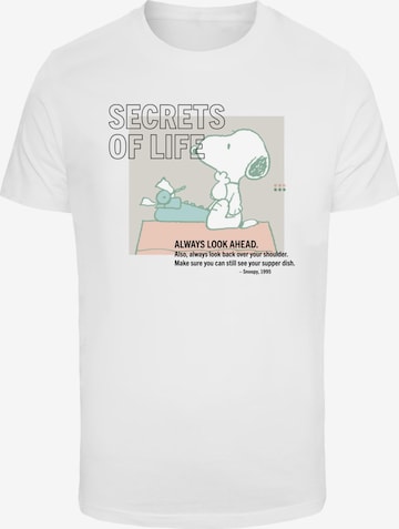 Merchcode T-Shirt 'Peanuts Snoop Secrets of Life' in Weiß: predná strana