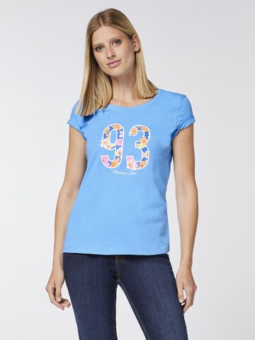 Oklahoma Jeans T-Shirt ' mit geblümtem 93-Print ' in Blau: predná strana
