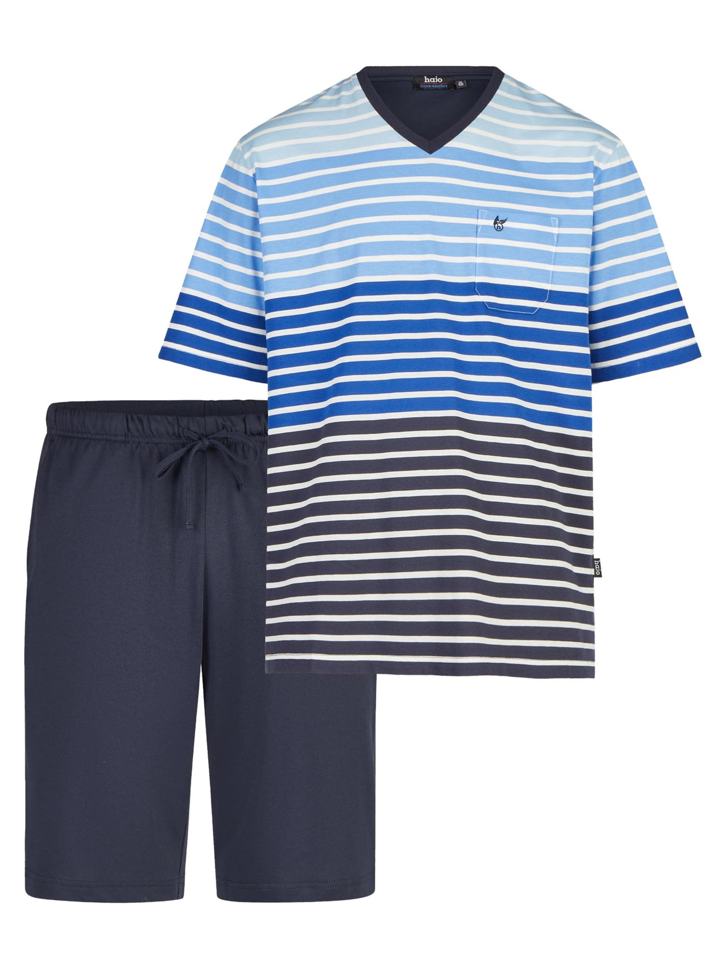 HAJO Short Pajamas 'Klima Komfort' in Blue: front